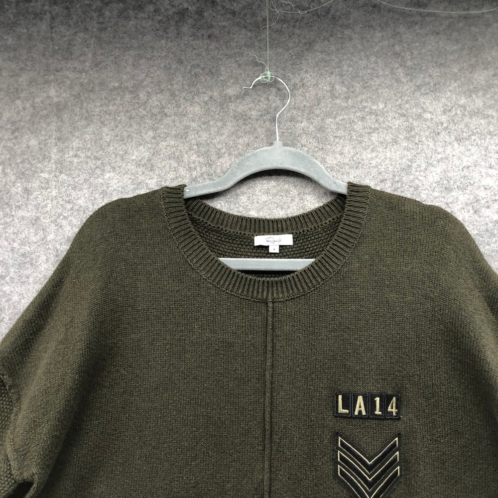 Rails Stafford Sweater Womens Large Olive Green Cotton Cashmere Military Patch - Picture 7 of 12